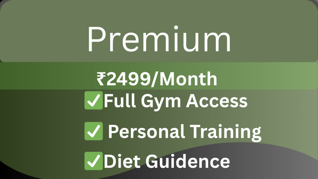 “Gym membership plans at IMBACK Fitness Arena Kollam showing basic, standard, and premium packages with pricing”